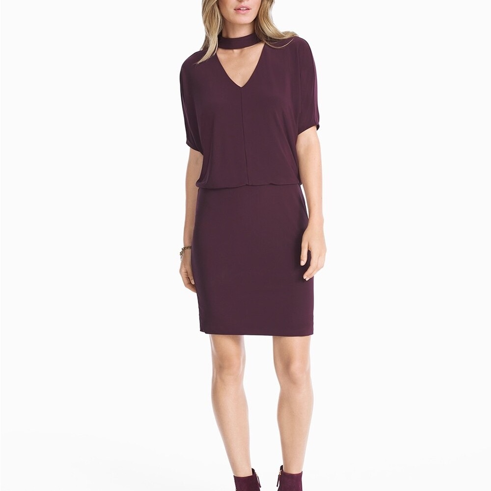 White House Black Market brand new Short-Sleeve Choker Neck Dress